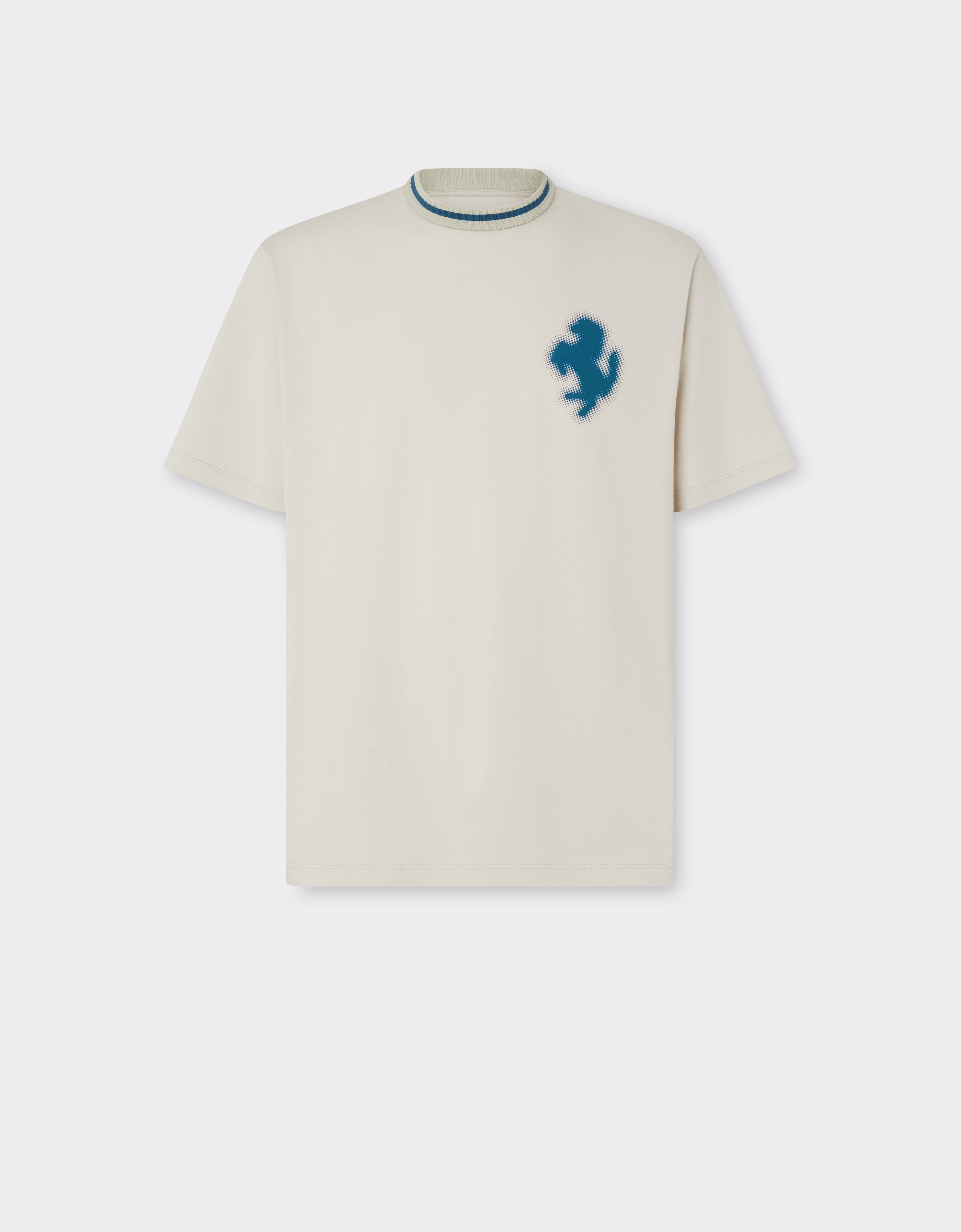 Ferrari Cotton T-shirt with embossed Prancing Horse Chalk 49119f