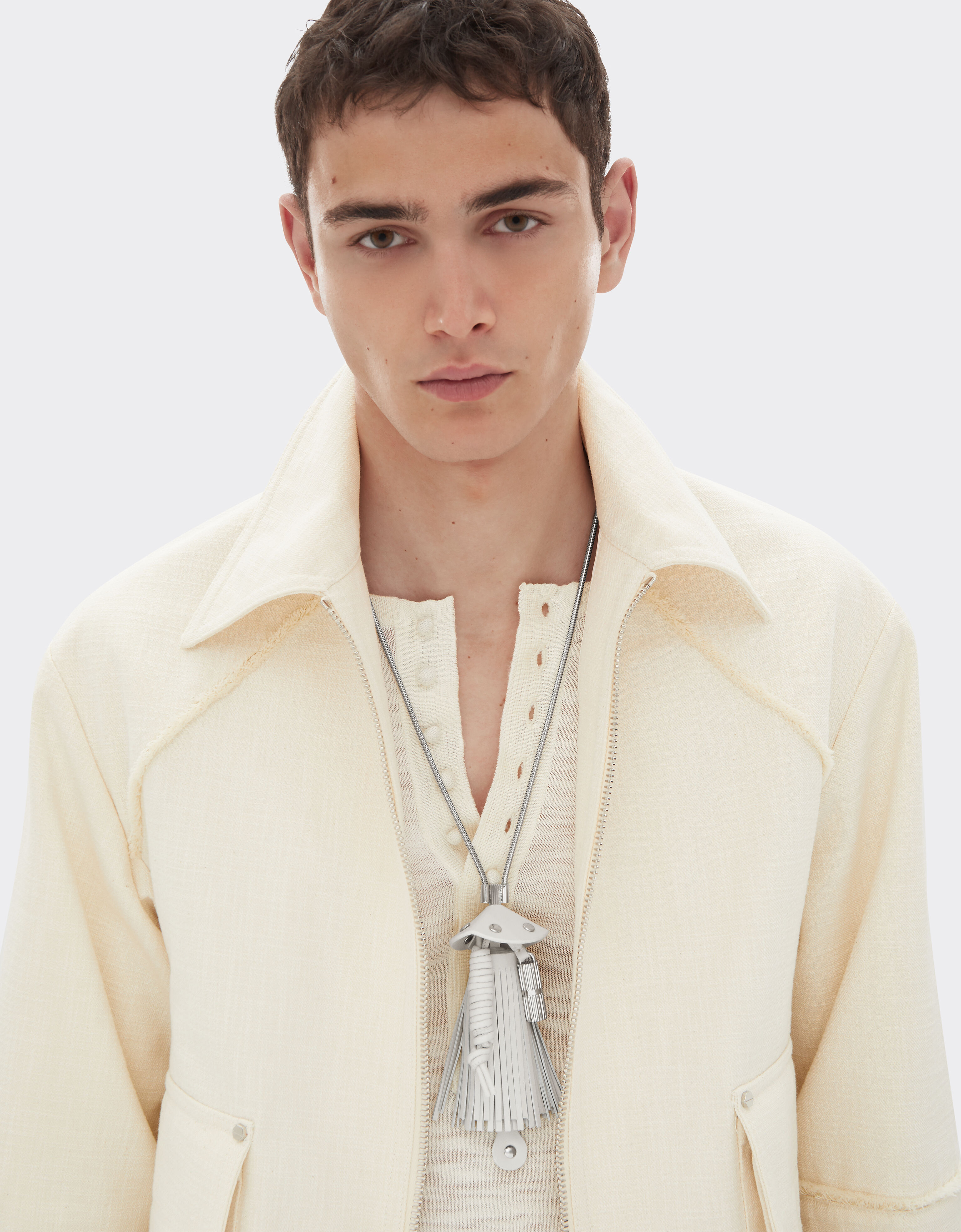 Ferrari Collier en métal et cuir Avorio 51081f