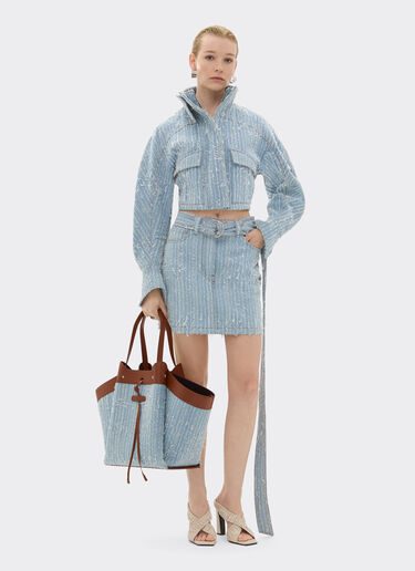 Ferrari Large tote bag in denim and leather Denim Blue 22273f