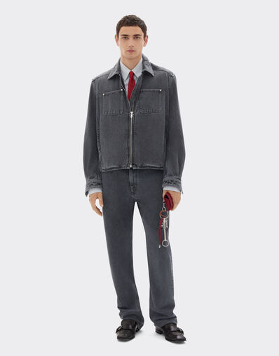 Ferrari Pantalon cinq poches en denim marbré Gris Granit 50875f
