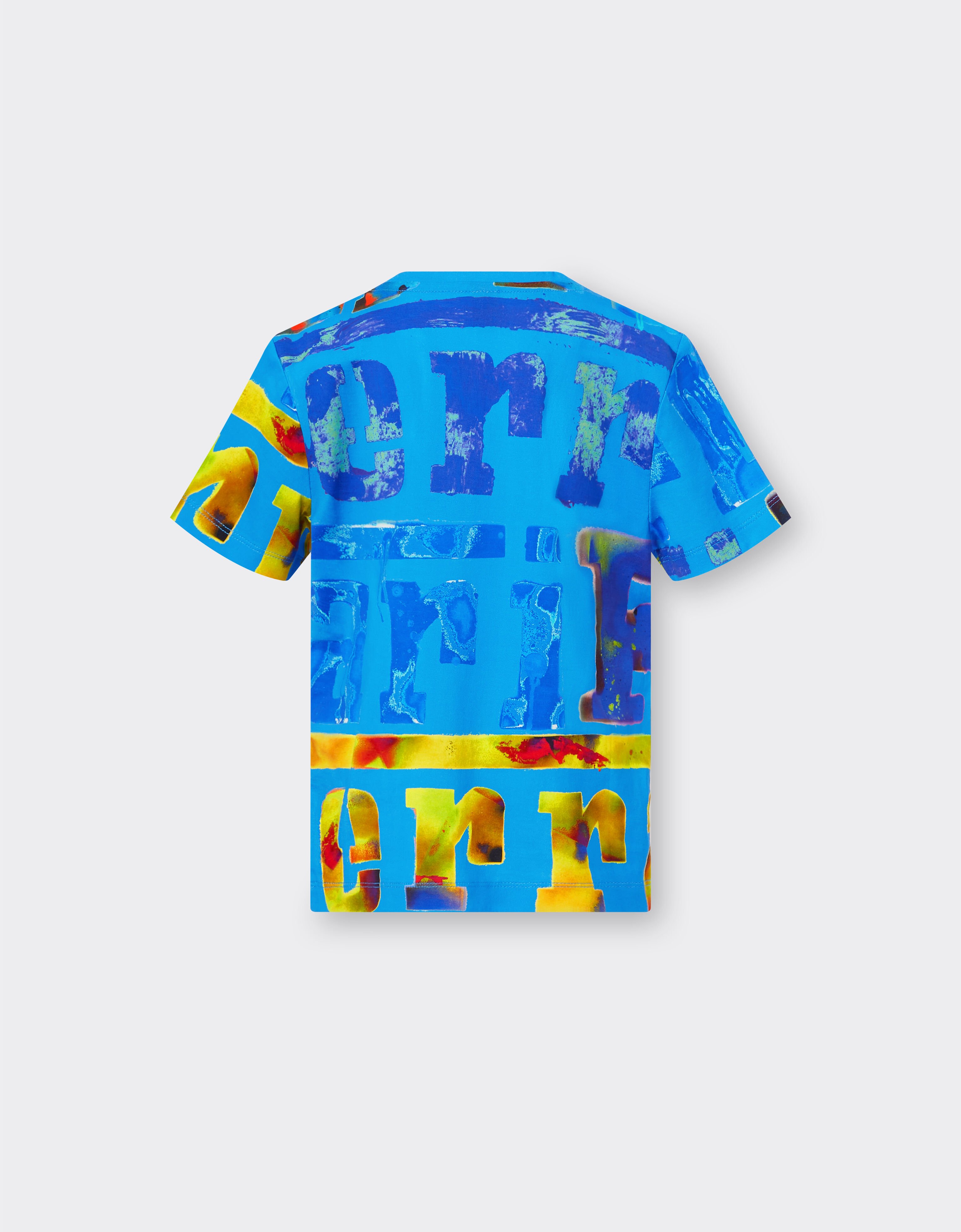 Ferrari T-shirt with all-over Graffiti Multicolor print Antique Blue 48529fK