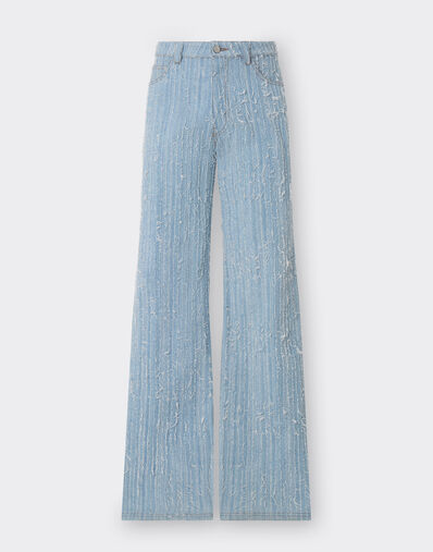 Ferrari Five-pocket trousers in frayed faded denim Light Denim 21828f