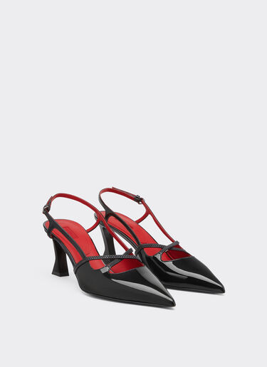 Ferrari Slingback shoes in black patent leather with midi heel Black 21286f