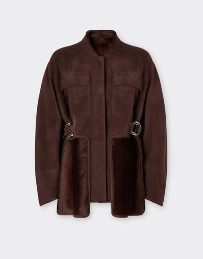 Ferrari Shearling caban with 7X7 check pattern Espresso 22582f
