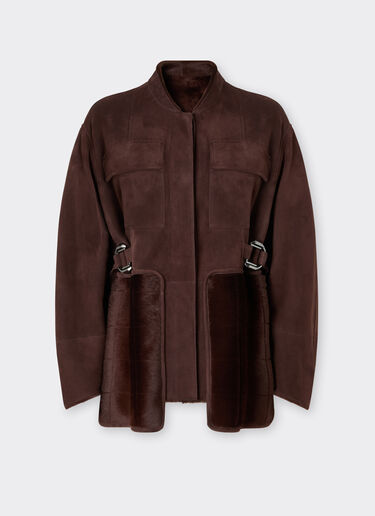 Ferrari Shearling caban with 7X7 check pattern Espresso 22582f