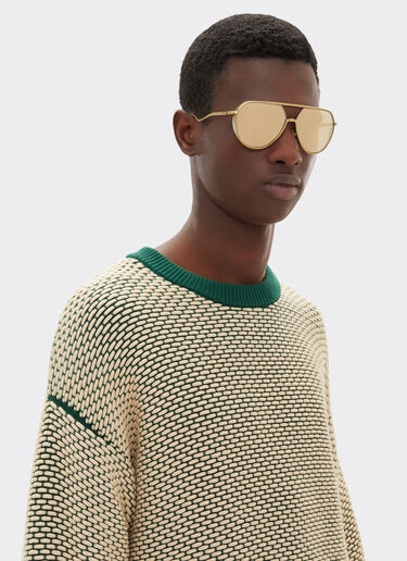 Ferrari Ferrari sunglasses in matt gold-tone titanium with gold mirror yellow lenses Satin Gold LA02Of