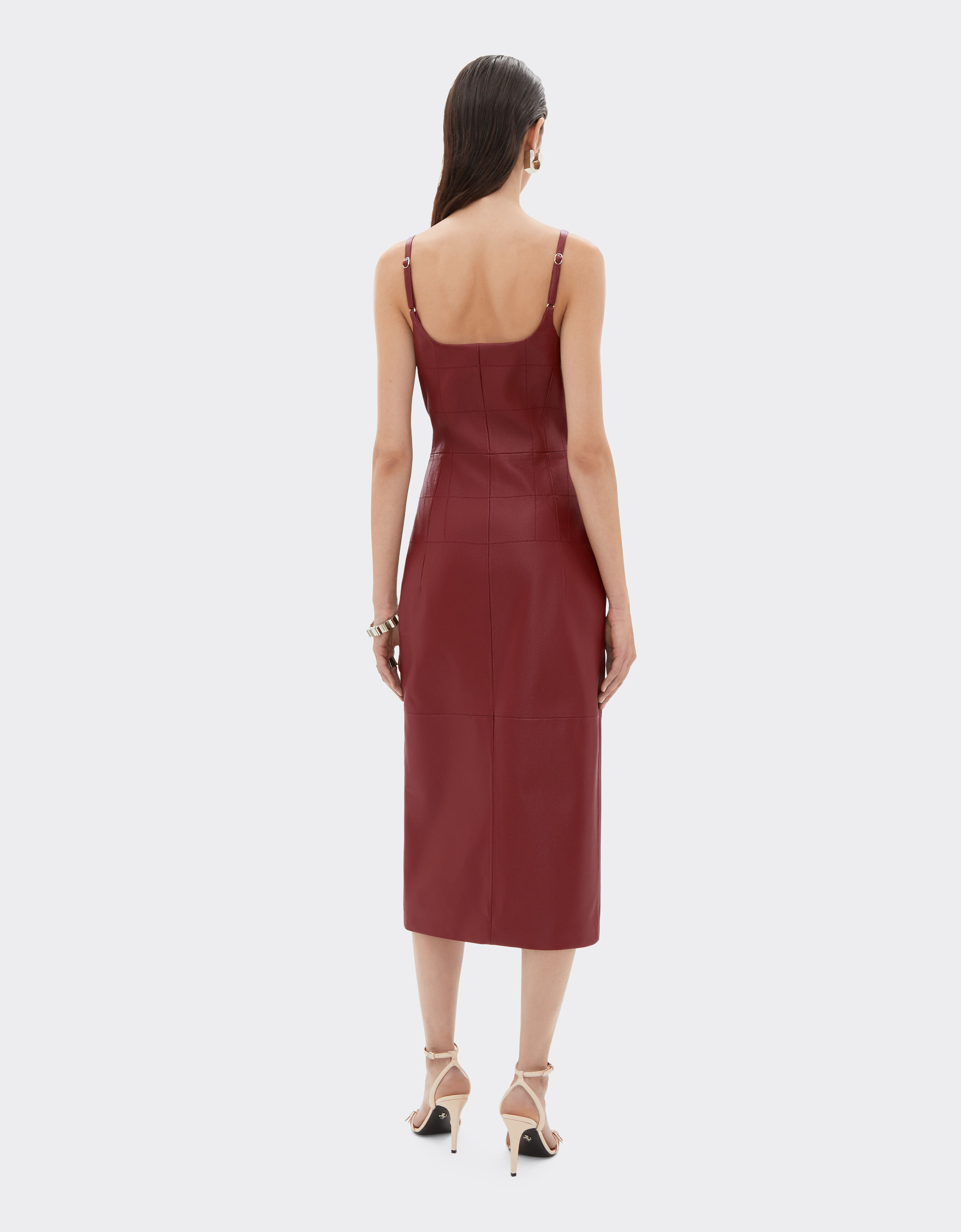Ferrari Midi dress in deer-effect nappa leather Maison Red 49913f