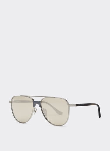 Ferrari Lunettes de soleil Ferrari en titane  argent brossé et acétate avec verres miroir blanc transparent doré Silver LA0KQf