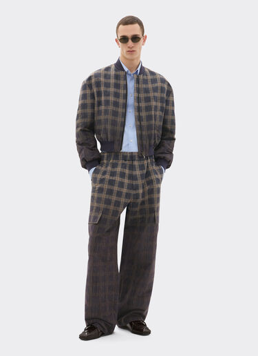 Ferrari Trousers in chiné check printed nylon Mahogany 22633f