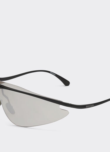 Ferrari Ferrari shield sunglasses in black metal with silver mirror lens Black Matt F1528f