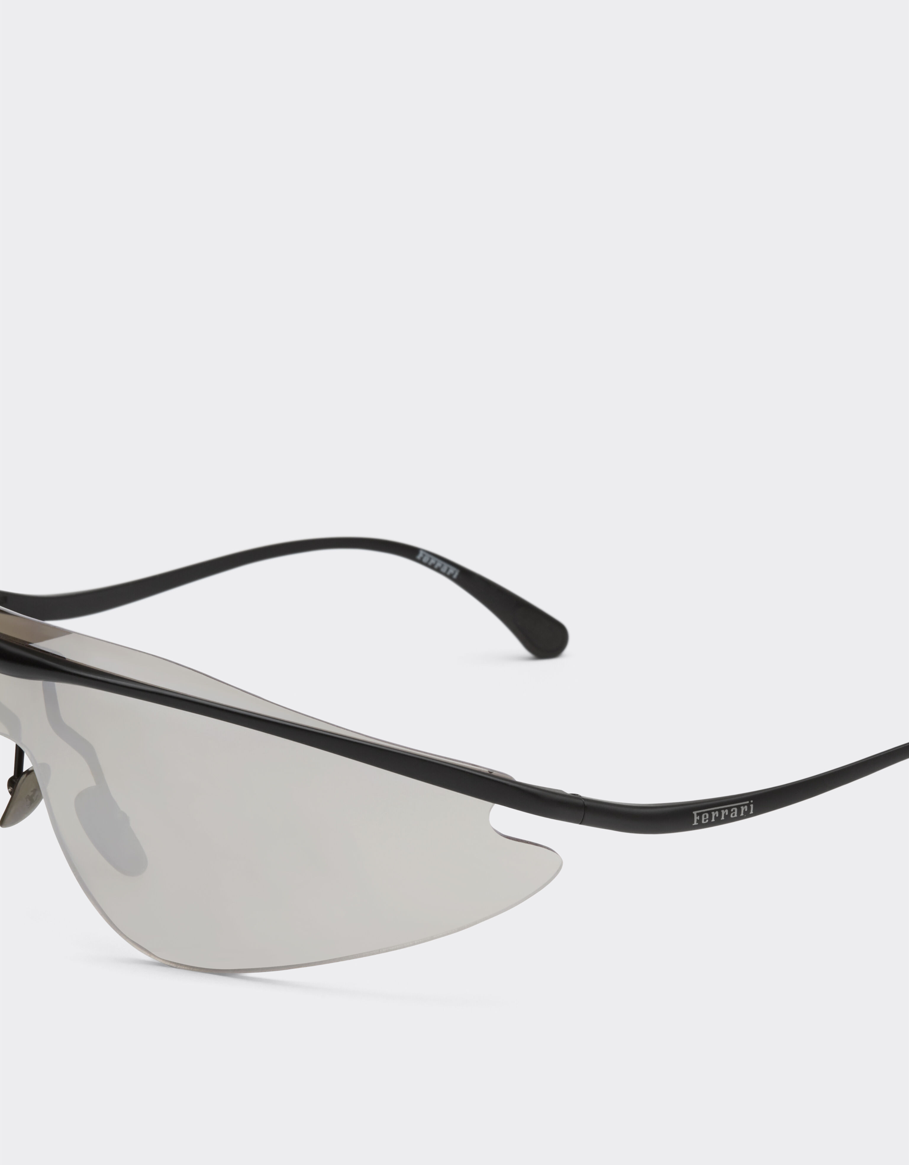 Ferrari Ferrari shield sunglasses in black metal with silver mirror lens Black Matt F1528f