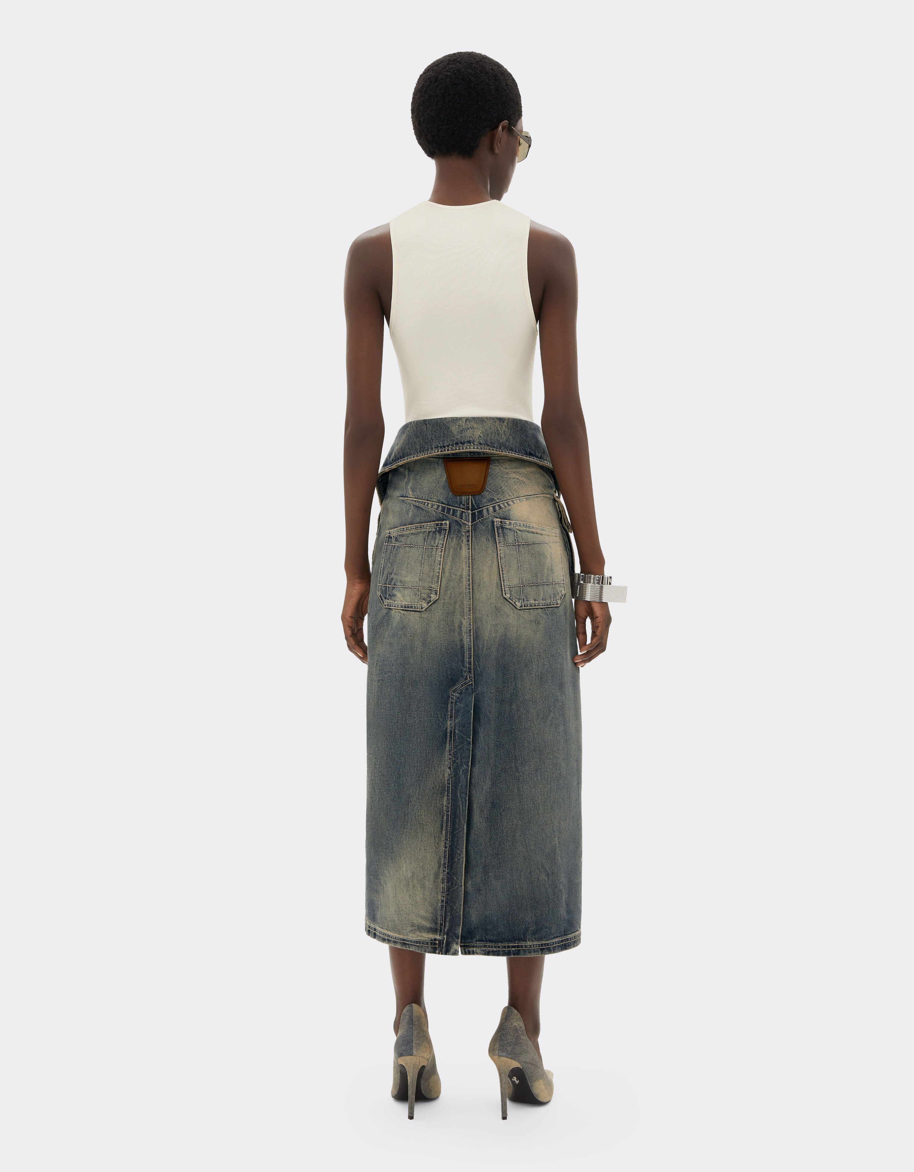 Ferrari Acid-washed denim midi skirt Blu Denim 51190f