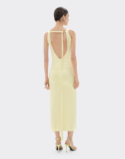 Ferrari Robe longue en satin stretch Jaune Iris 49931f