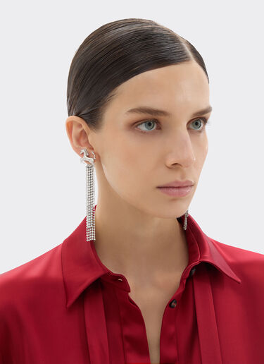 Ferrari Earrings with rhinestones Polished Chrome 50182f