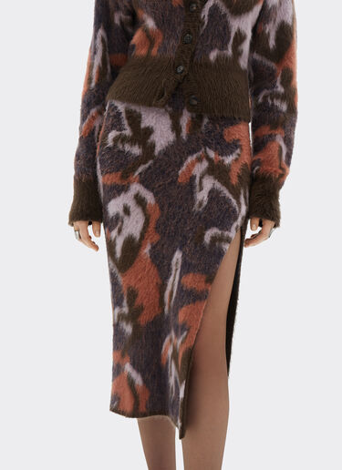 Ferrari Knit skirt with Cavallino Ikat pattern Espresso 22532f