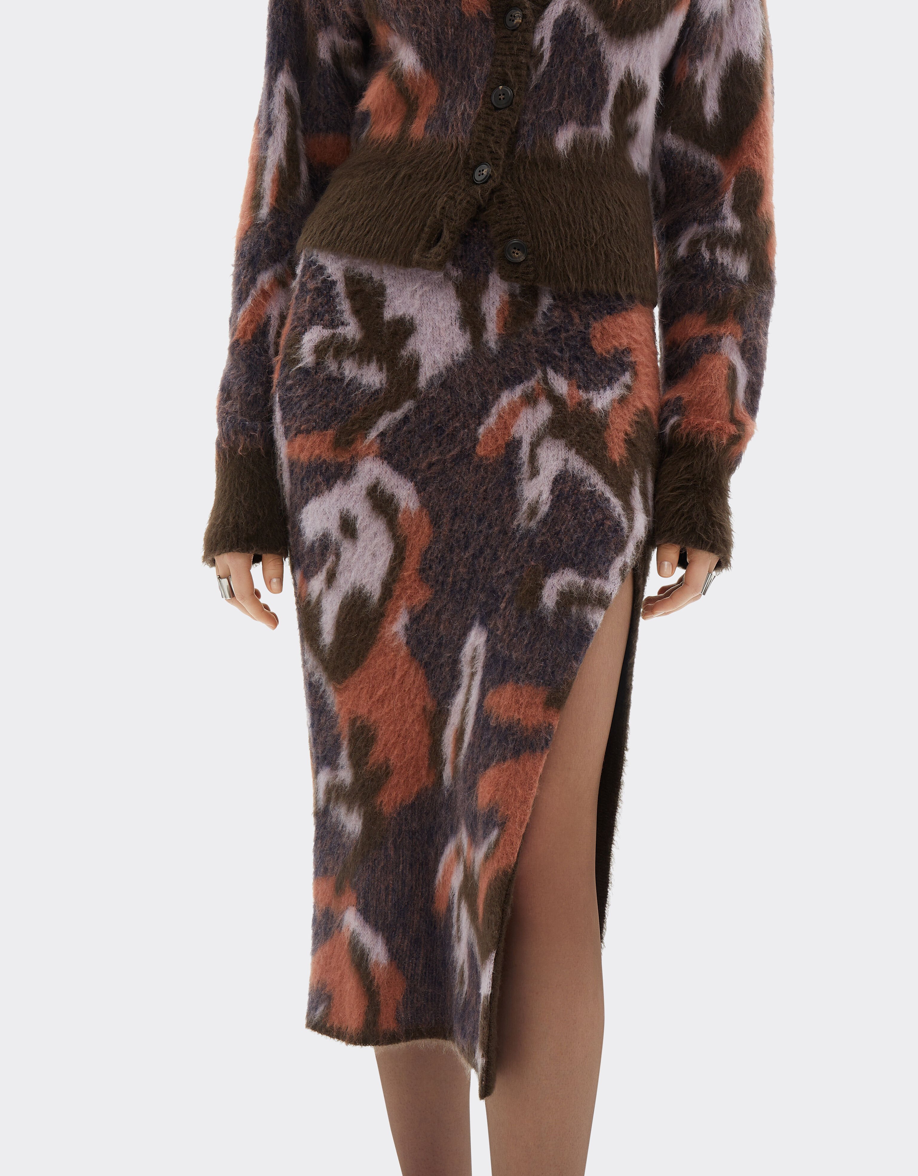 Ferrari Knit skirt with Cavallino Ikat pattern Espresso 22532f