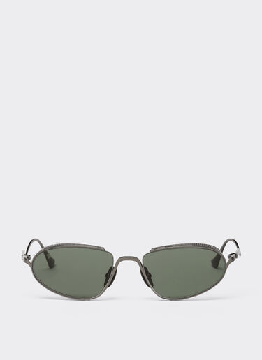 Ferrari Ferrari sunglasses in gunmetal grey titanium with green lenses Ingrid LA02Tf