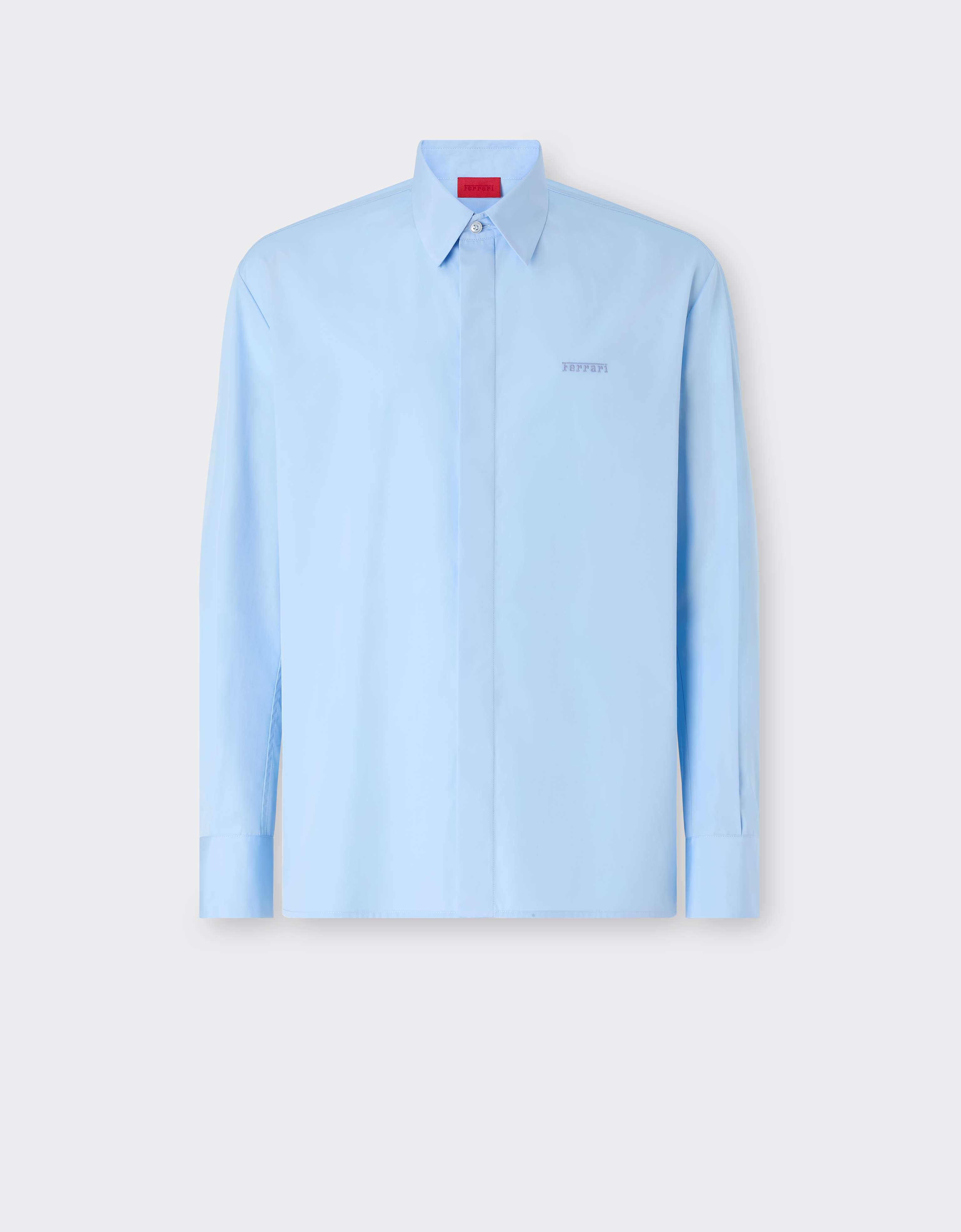 Embroidered Cotton Poplin Shirt Ferrari Embroidered Cotton Poplin Shirt Powder Blue CWMSH0021WCO0035f