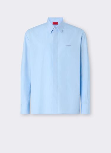Embroidered Cotton Poplin Shirt Ferrari Embroidered Cotton Poplin Shirt Powder Blue CWMSH0021WCO0035f
