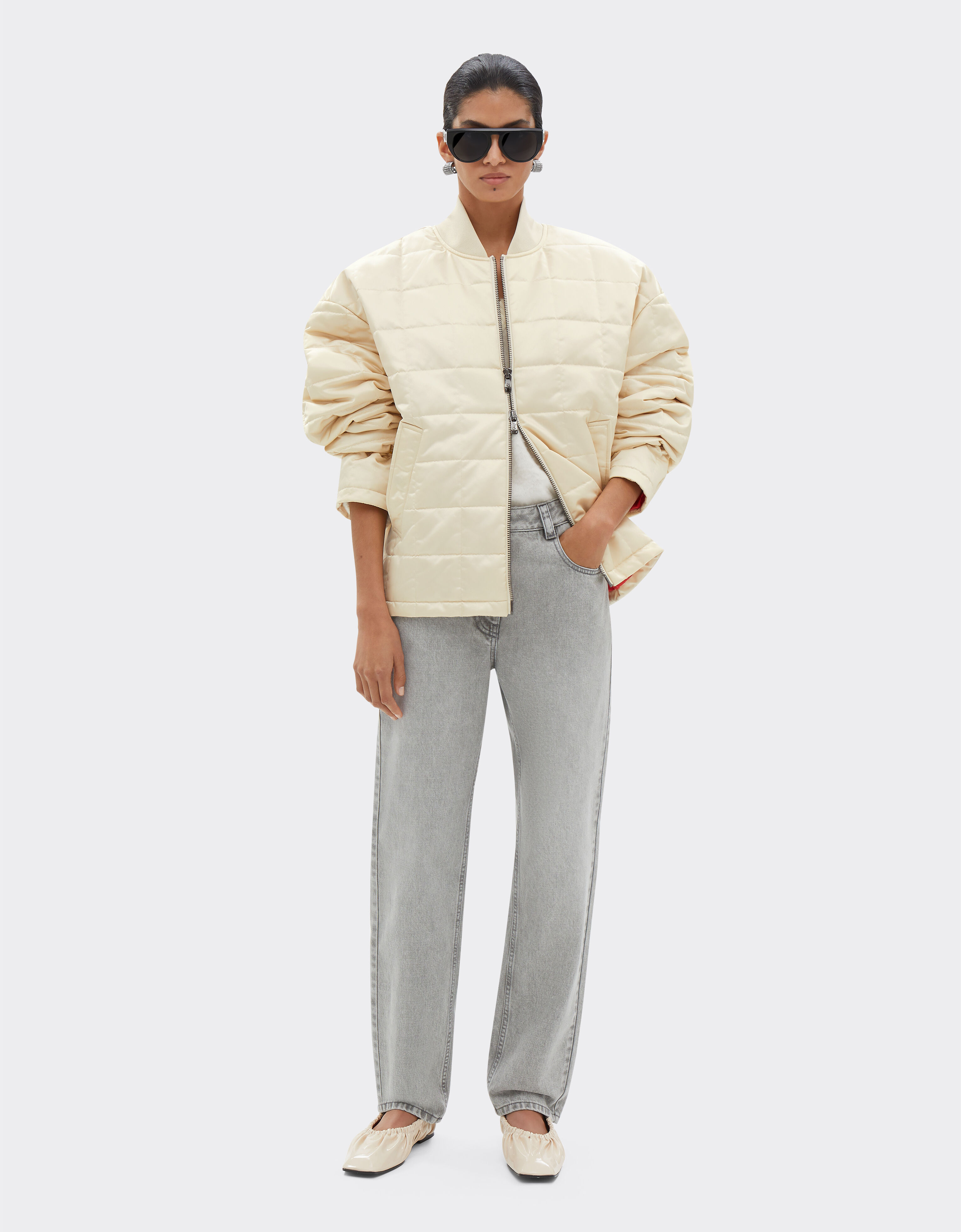 Ferrari Padded bomber jacket in technical fabric Ivory 21189f