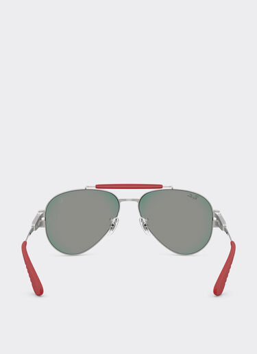 Ferrari Ray-Ban for Scuderia Ferrari RB3762M in silver-tone metal with blue/red mirror dark grey lenses Silver LA017f