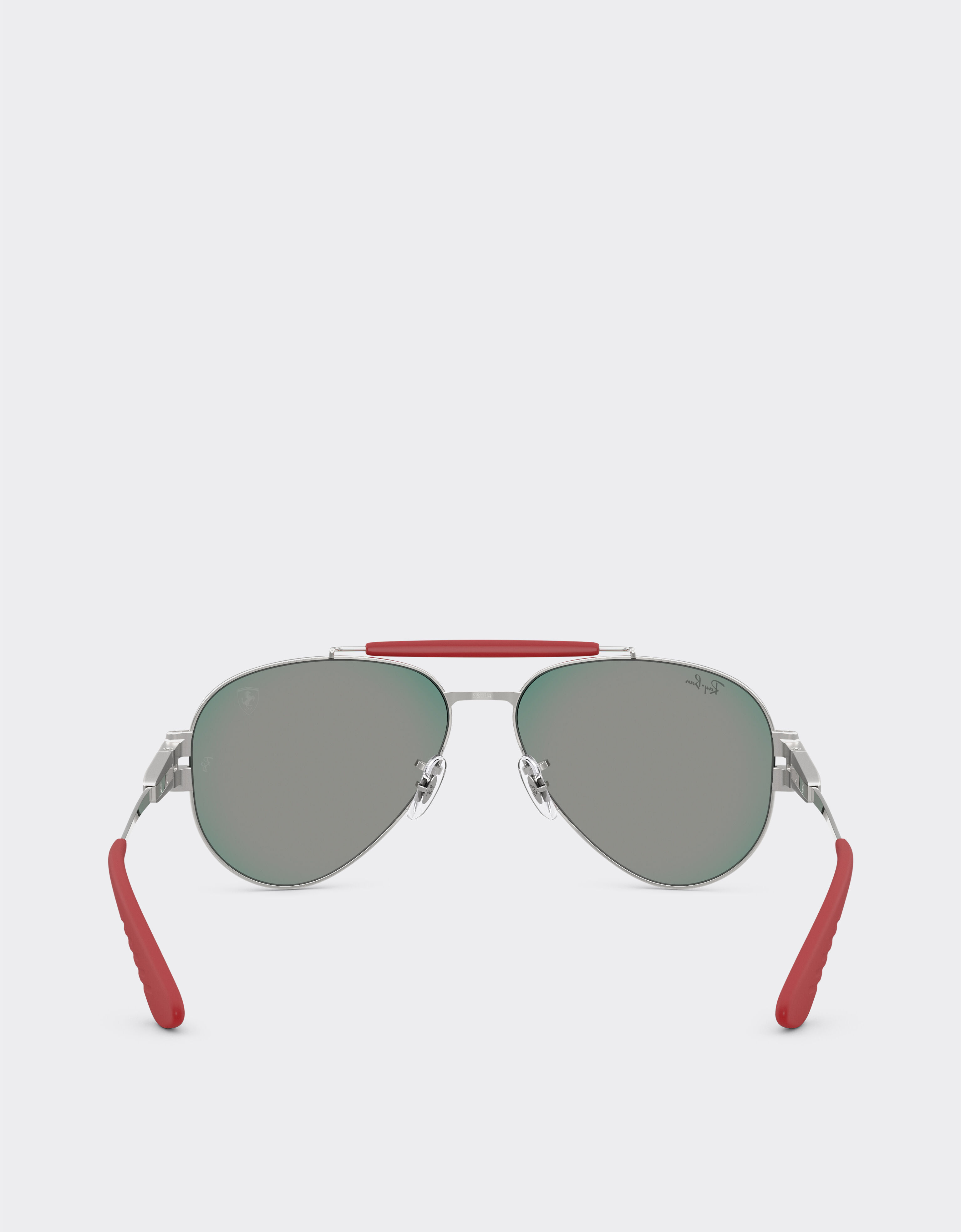 Ferrari Ray-Ban for Scuderia Ferrari RB3762M in silver-tone metal with blue/red mirror dark grey lenses Silver LA017f