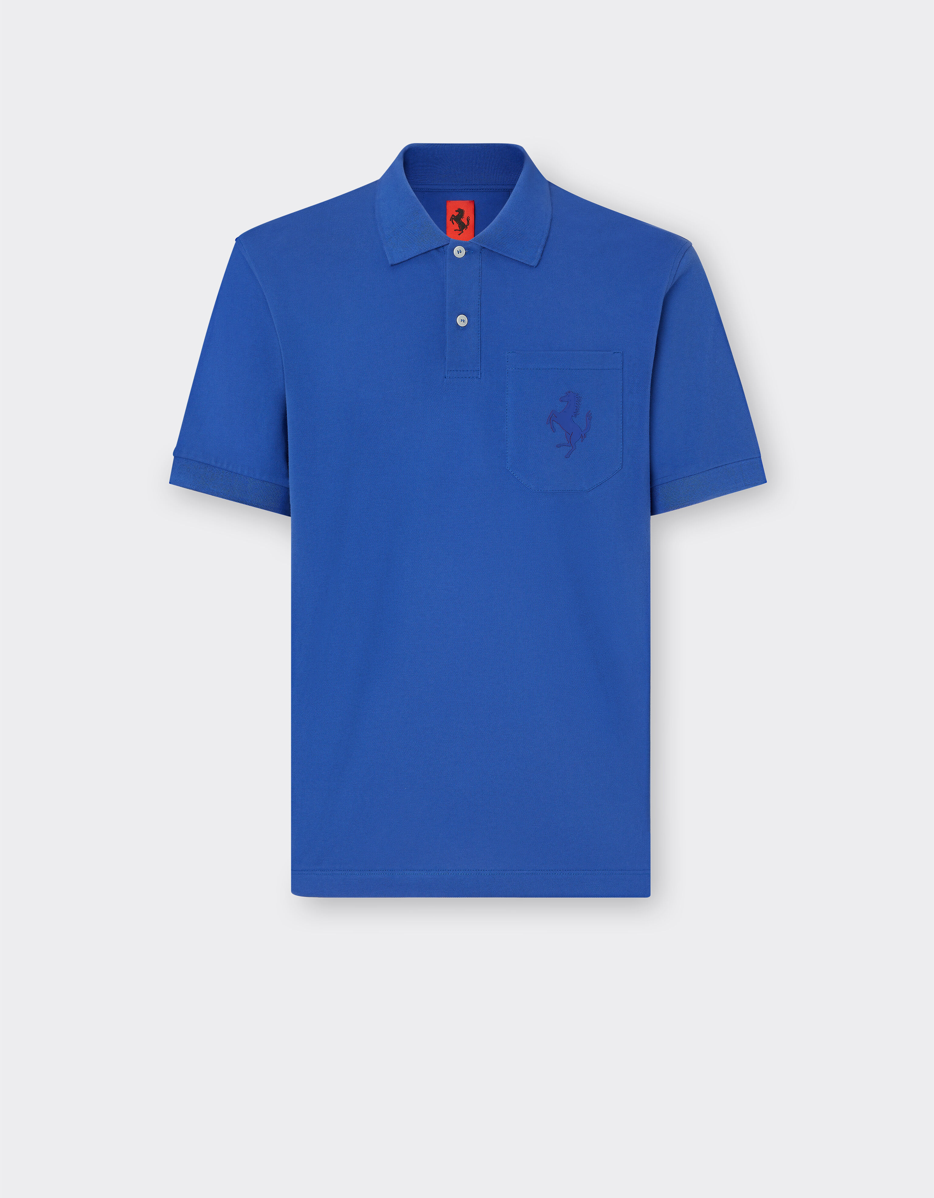 Ferrari Piqué cotton polo shirt with Prancing Horse detail Antique Blue 48300f