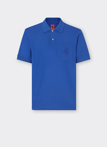 Ferrari Cotton polo shirt with prancing horse Antique Blue 20132f