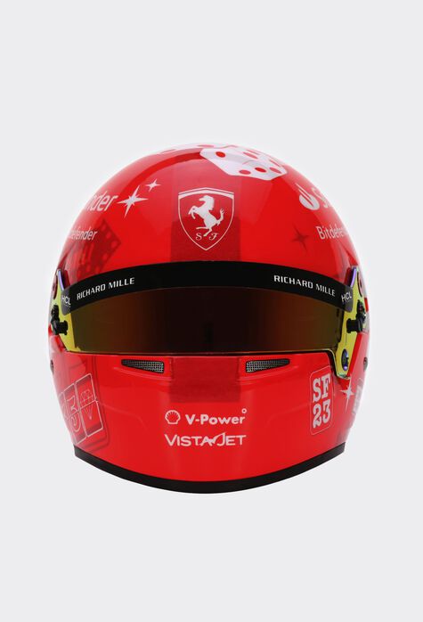 Ferrari Minihelm 2023 Carlos Sainz im Maßstab 1:2 - Las Vegas Sonderedition Rot F1354f