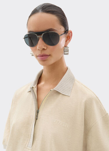 Cotton and cashmere pique polo shirt with logo Ferrari Cotton and cashmere pique polo shirt with logo Beige 22522f