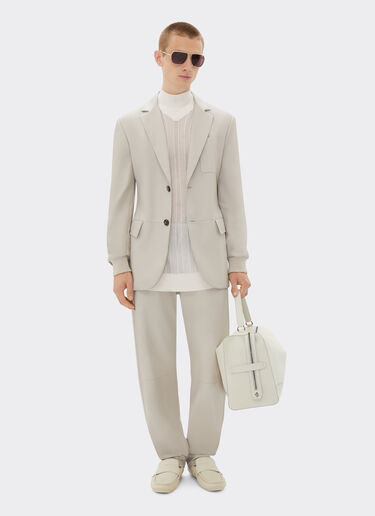 Ferrari Blazer en cuir nappa avec poignets tricotés Écru 21775f