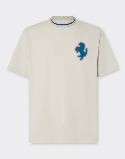 Ferrari Cotton T-shirt with embossed Prancing Horse Chalk 49119f