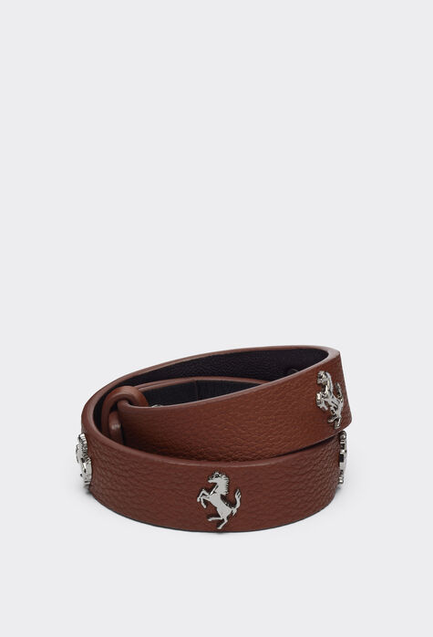 Ferrari Textured leather bracelet with studs Charcoal 20010f