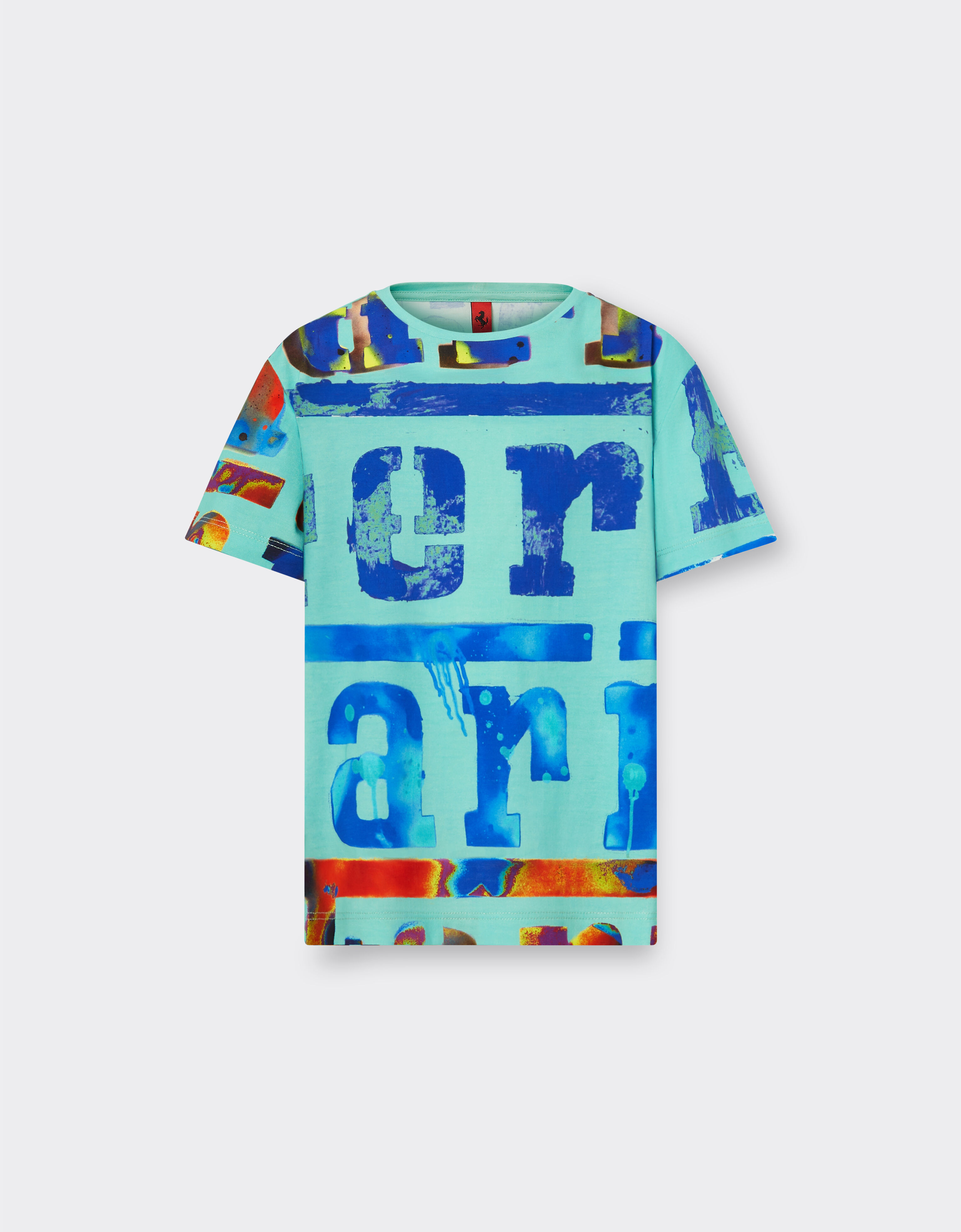 Ferrari Tシャツ オールオーバーGraffiti Multicolorプリント アクアマリン 48529fK