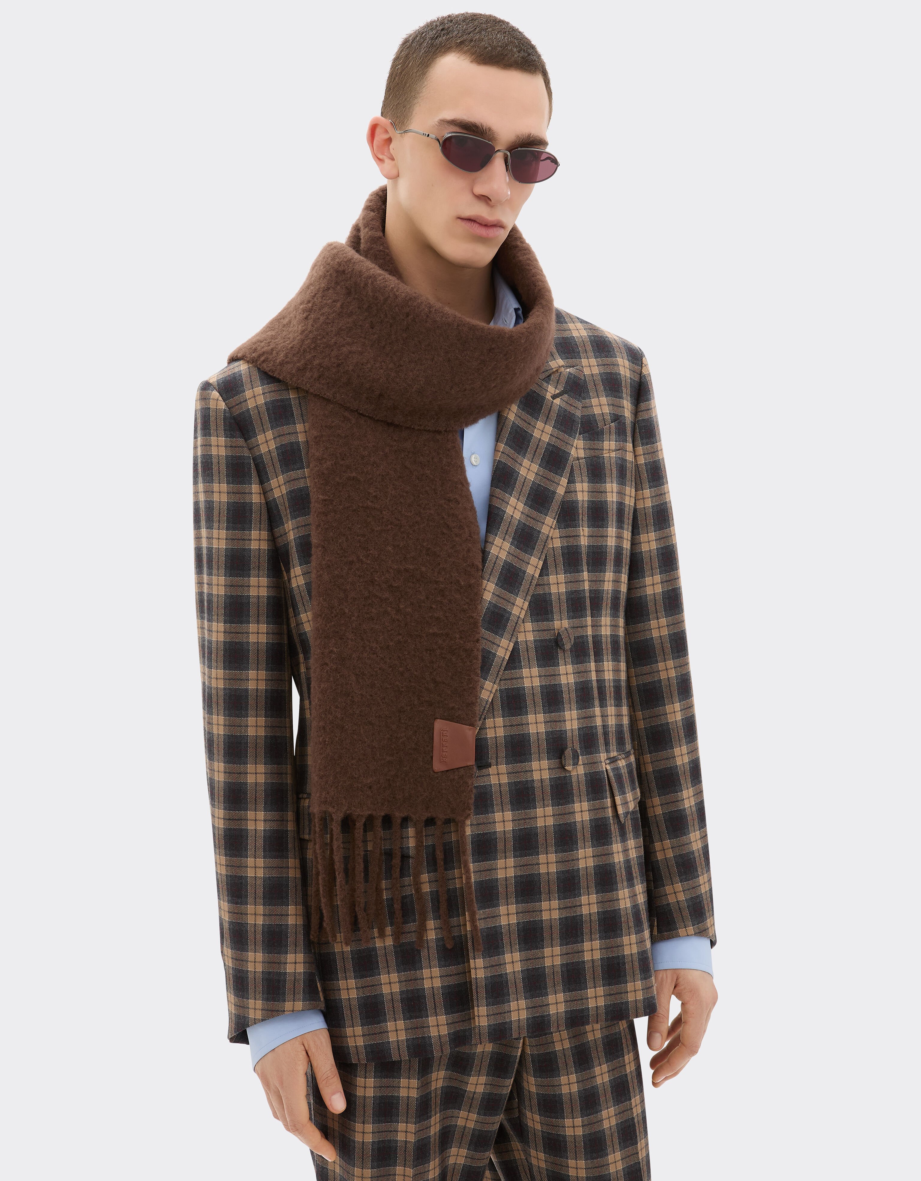 Ferrari Alpaca scarf with Ferrari label Dark brown 22714f