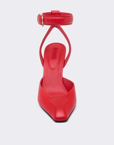Ferrari Sandalia de piel con tacón Rosso Magma CSWSA0011XL00003f