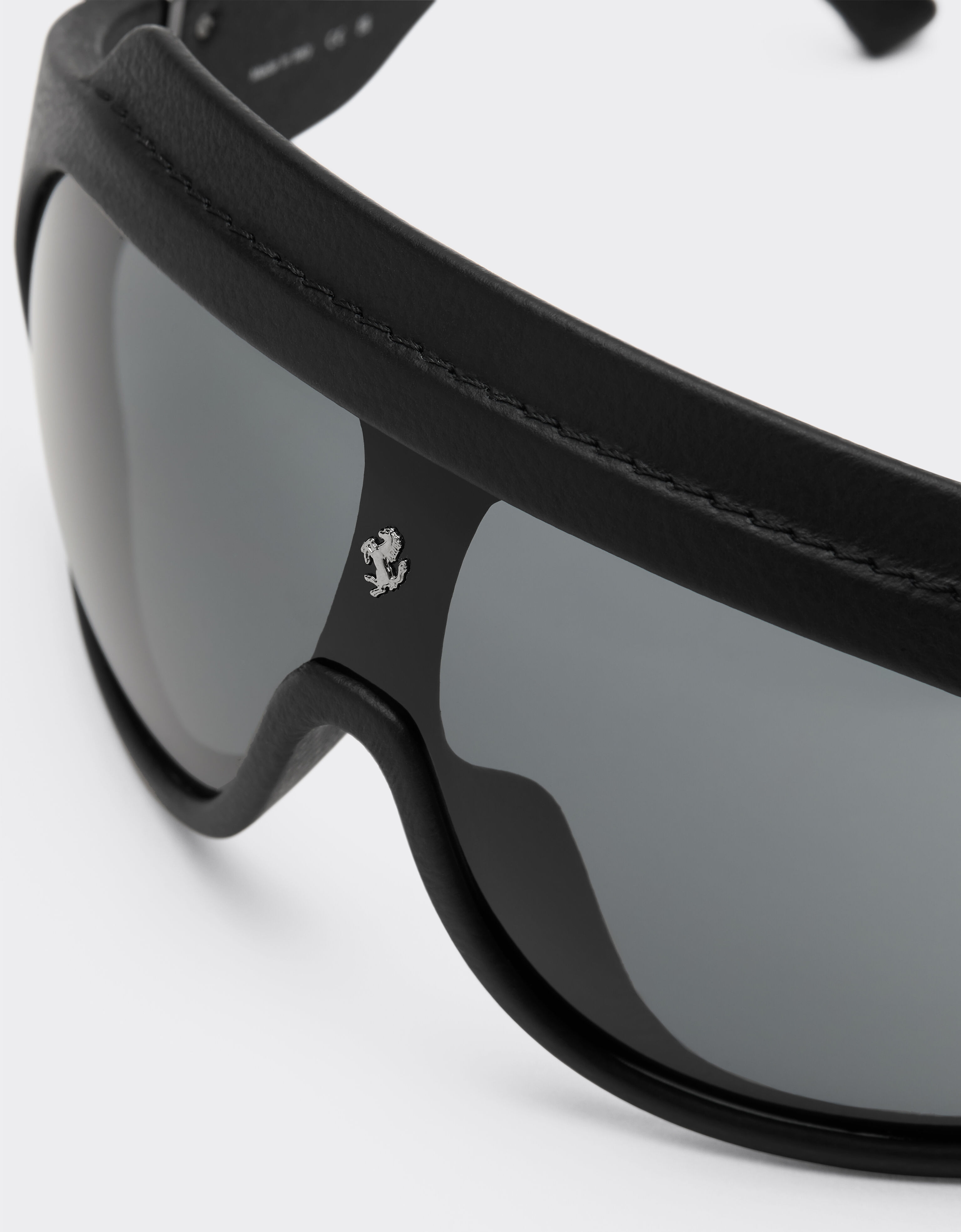 Ferrari Black Ferrari Limited Edition shield sunglasses in injected material and leather with dark grey lens Black F1581f