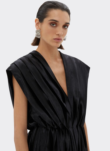 Ferrari Pleated midi dress in liquid satin Black 21630f