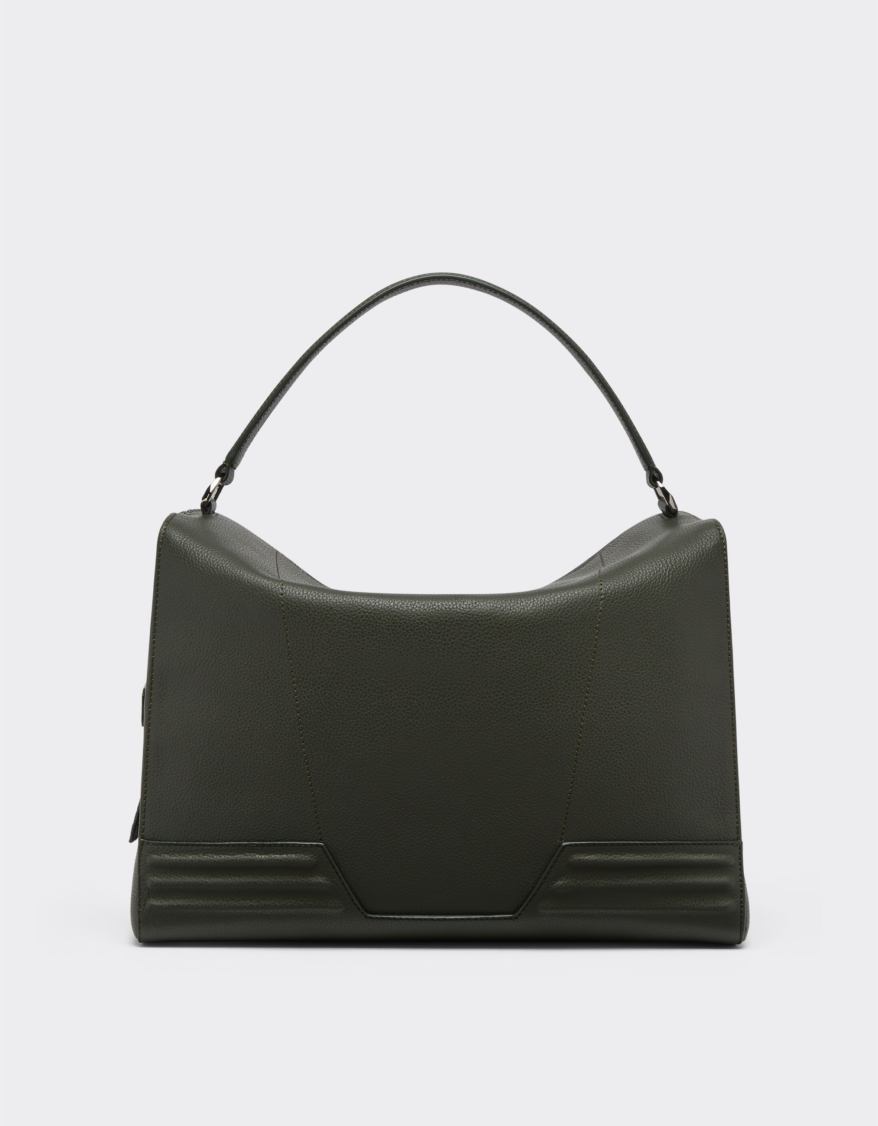 Ferrari Borsa duffle in pelle martellata Verde Militare 21371f