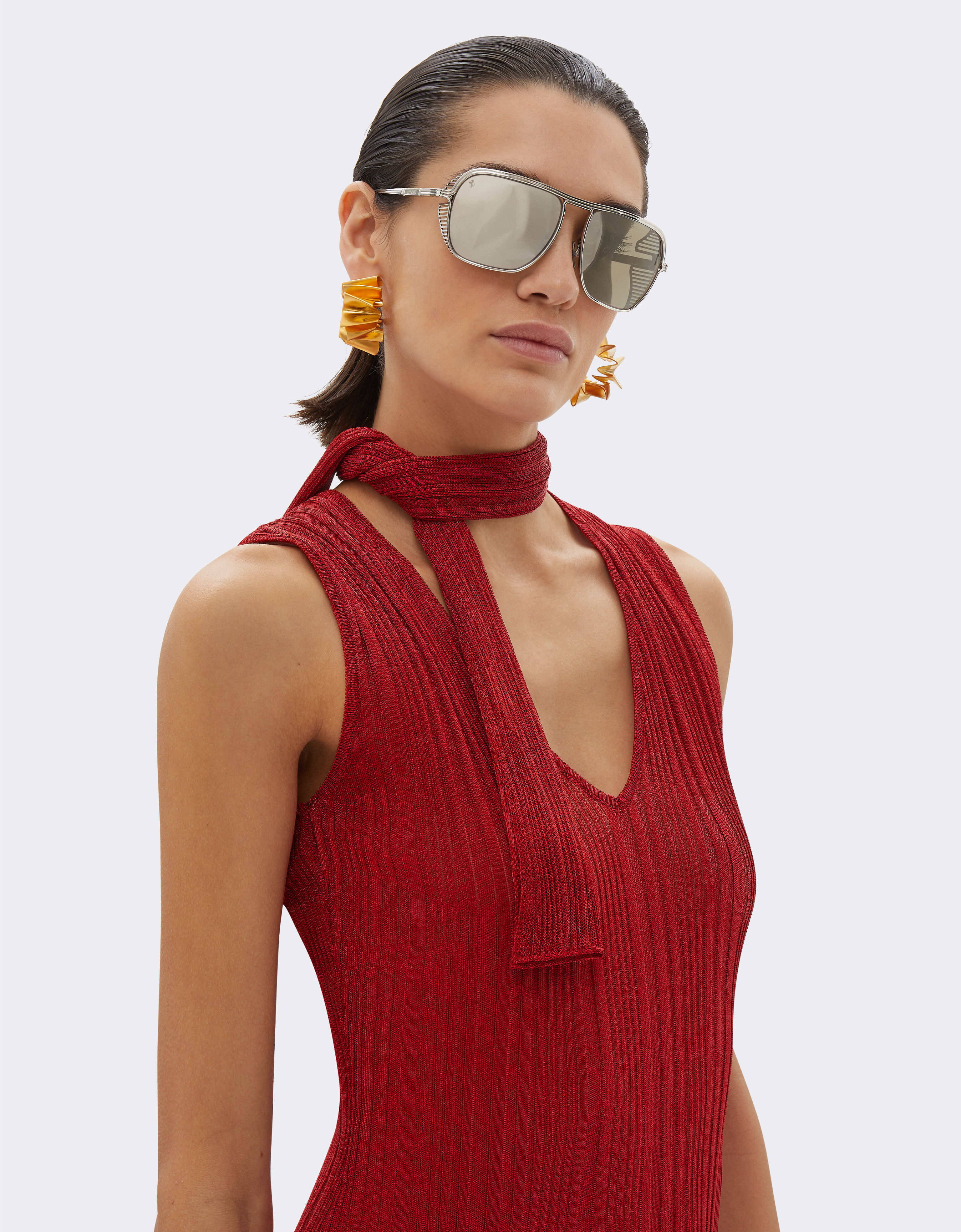 Ferrari Viscose and lurex Shelley scarf Rosso Dino 21946f