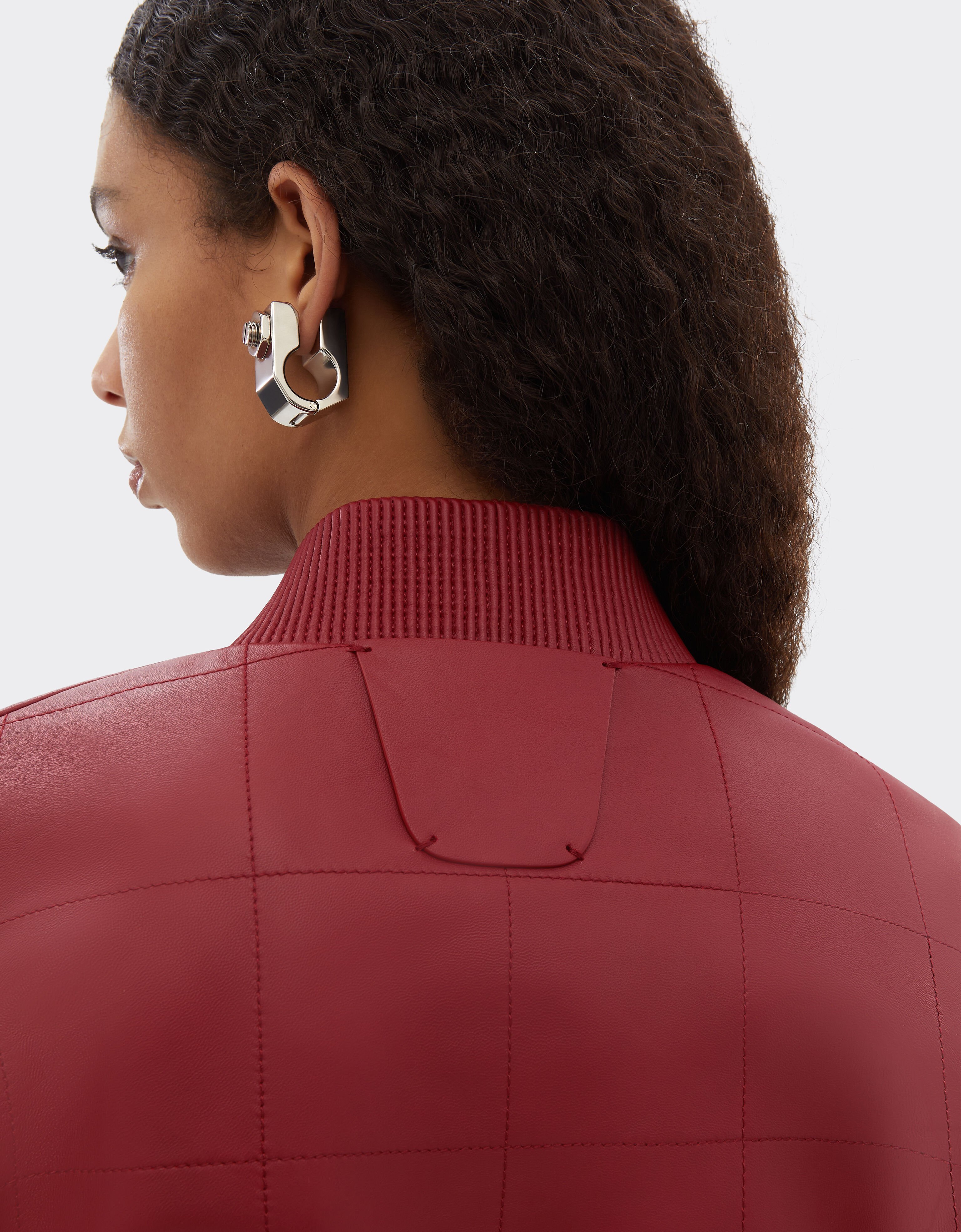 Ferrari Rubberized nappa leather bomber jacket Maison Red 50083f