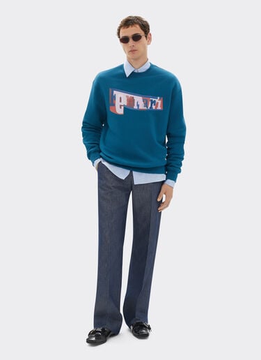 Sweatshirt with color block logo print Ferrari Sweatshirt with color block logo print Peacock 49278f