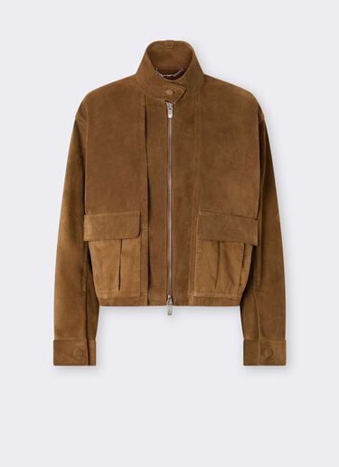 Cazadora de ante con hombros oversize Ferrari Cazadora de ante con hombros oversize Caffè CLWOU0011LCK0003f