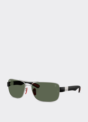 Ferrari Ray-Ban for Scuderia Ferrari RB3763M in metallo argento e plastica nera con lenti verde scuro Silver LA01Ff