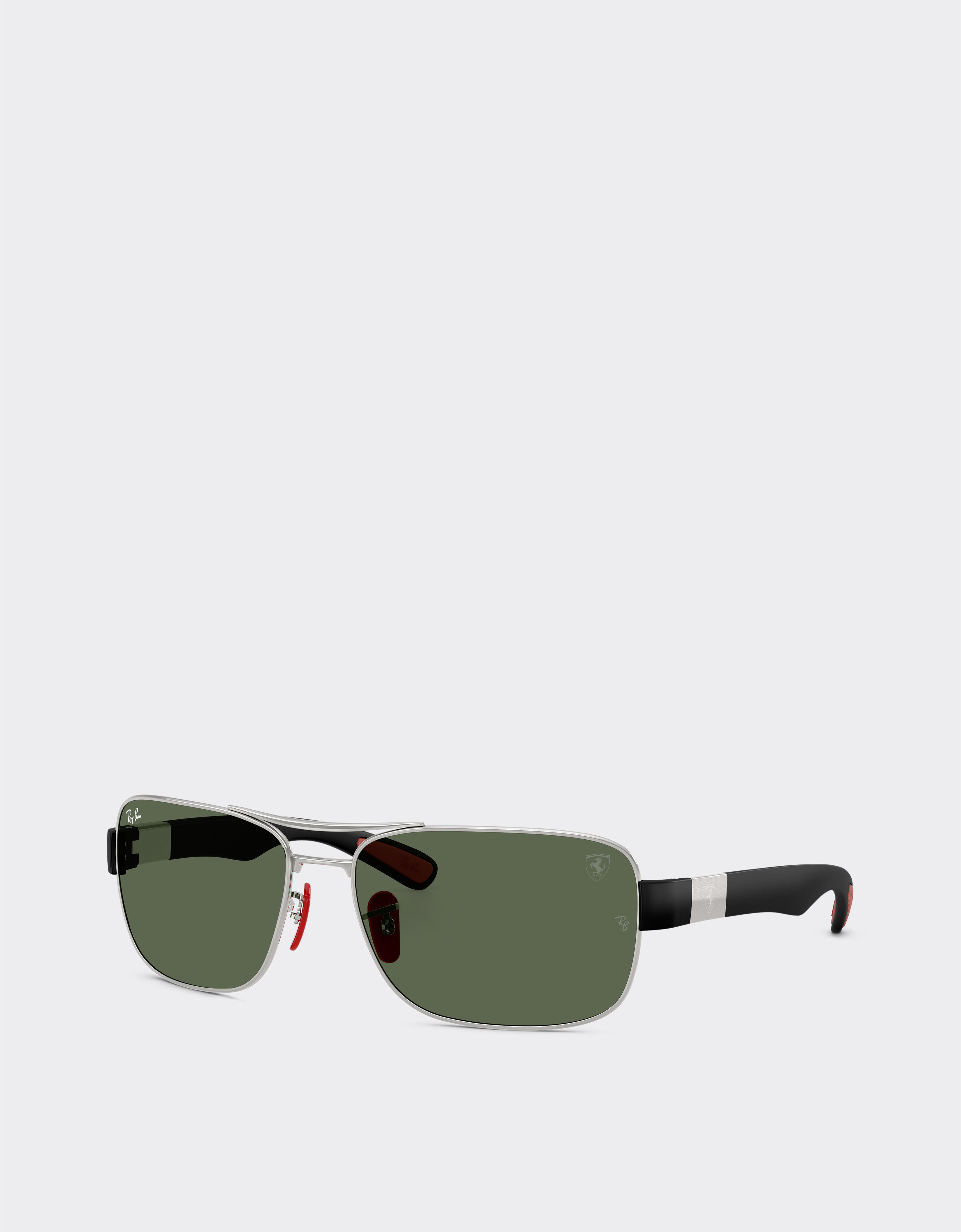 Ferrari Ray-Ban for Scuderia Ferrari RB3763M in metallo argento e plastica nera con lenti verde scuro Silver LA01Ff