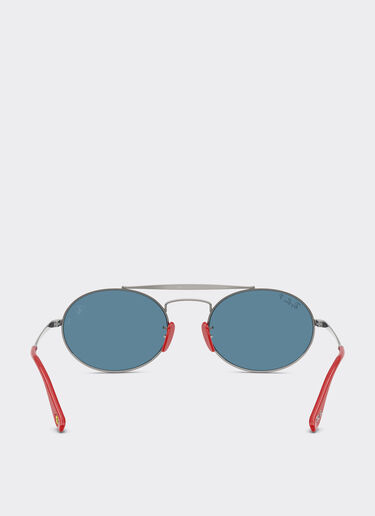 Ferrari Ray-Ban for Scuderia Ferrari RB3775M in gunmetal and red metal with polarised blue lenses Gunmetal LA0EBf