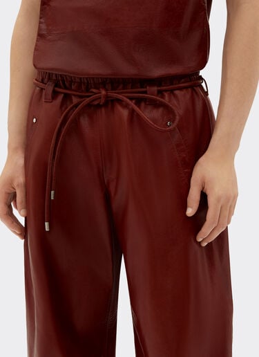 Ferrari Pantalon en cuir ciré Fired Brick 50936f