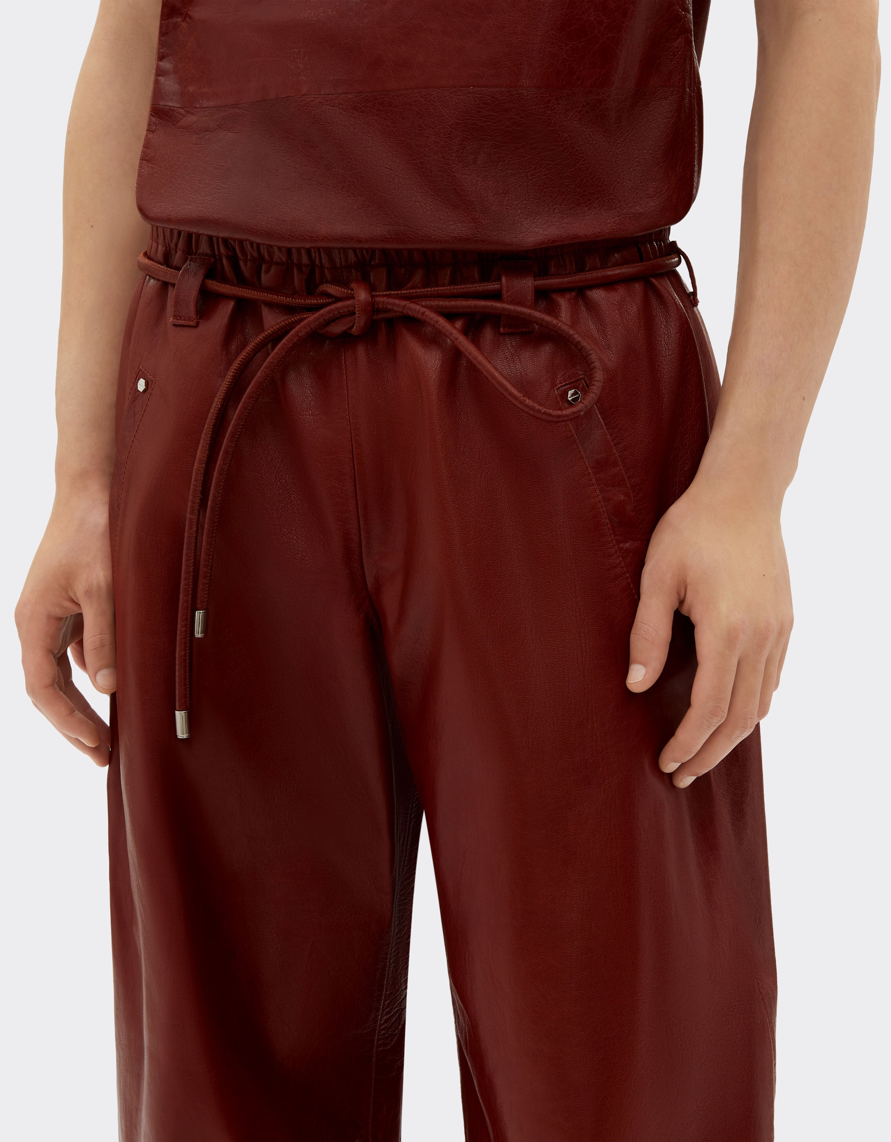 Ferrari Pantalon en cuir ciré Fired Brick 50936f