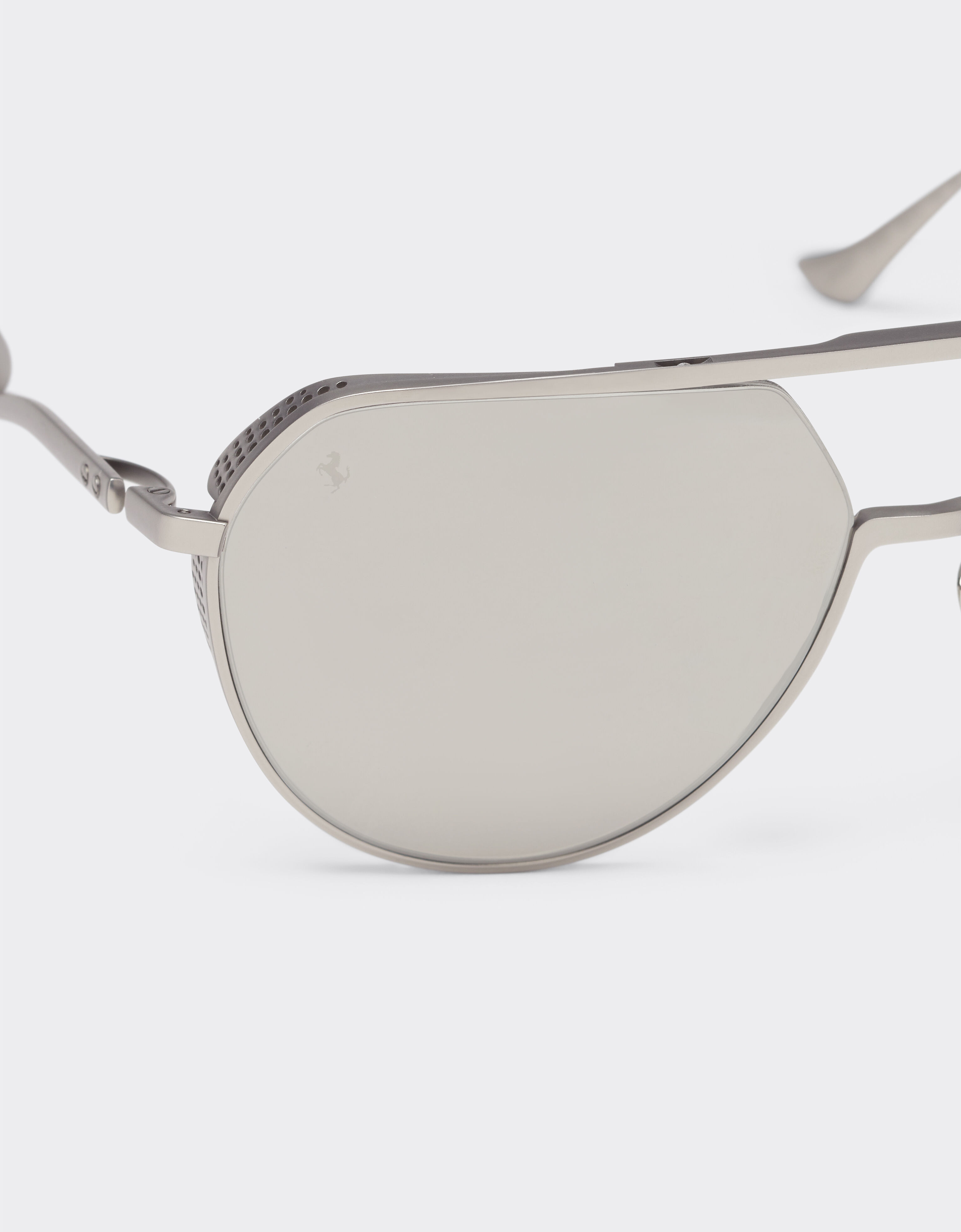Ferrari Ferrari sunglasses in matt silver-tone titanium with silver mirror lenses Ingrid LA02Hf