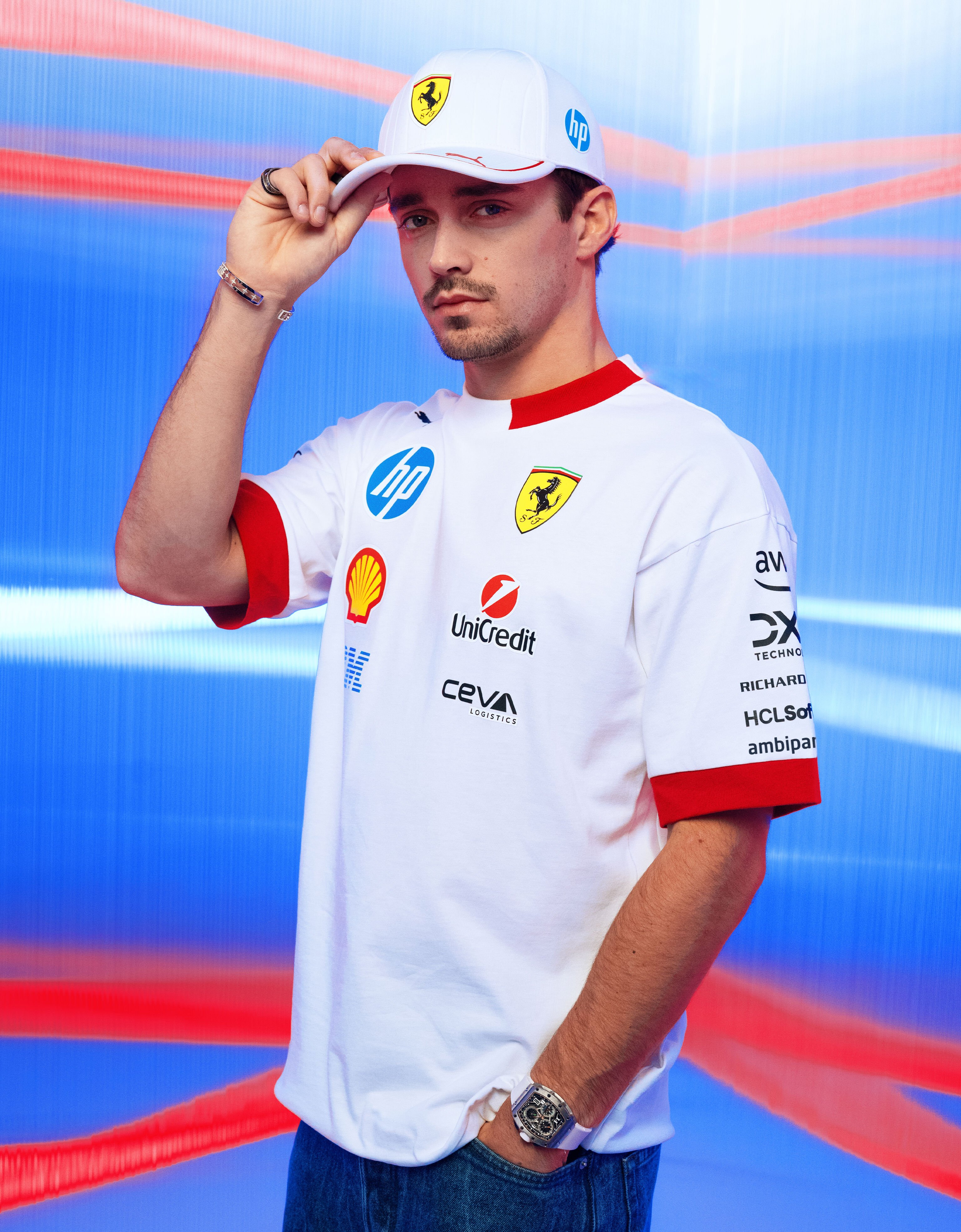 Ferrari Puma for Scuderia Ferrari HP Miami Special Edition Leclerc baseball cap Optical White LA048f